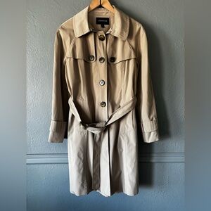 London Fog Classic Belted Trench Coat Khaki Large